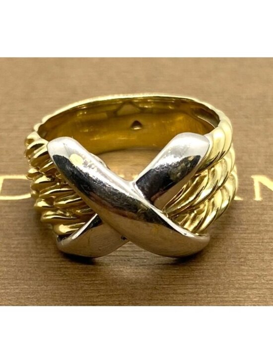 David Yurman Jewelry - David Yurman 14K White and Yellow Gold Triple Cable X Ring Size 6.5